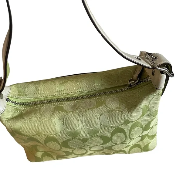 Coach lime green signature jacquard canvas & leather mini bag - Picture 2 of 8